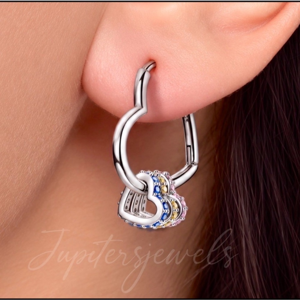 Clearance! New 925 Silver Heart Crystal Charms Earrings